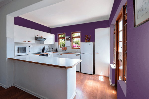 Pretty Photo frame on Blackcurrant color kitchen interior wall color