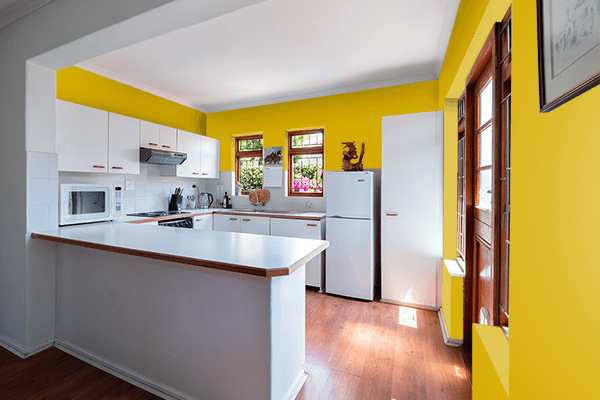 Pretty Photo frame on Gold Glaze color kitchen interior wall color
