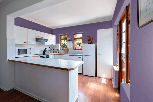 Pretty Photo frame on Dark Pastel Purple color kitchen interior wall color