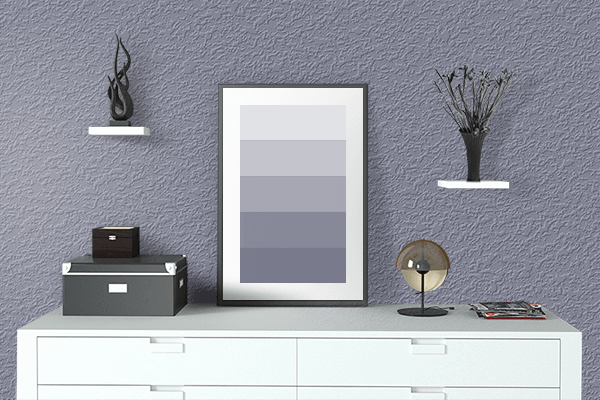 Pretty Photo frame on Silver Bullet color drawing room interior textured wall