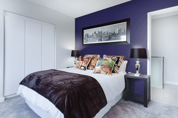 Pretty Photo frame on Ceremonial Purple color Bedroom interior wall color