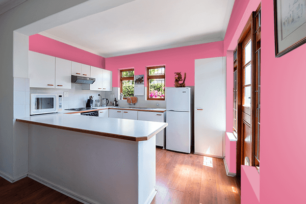 Pretty Photo frame on Cherry Pink color kitchen interior wall color
