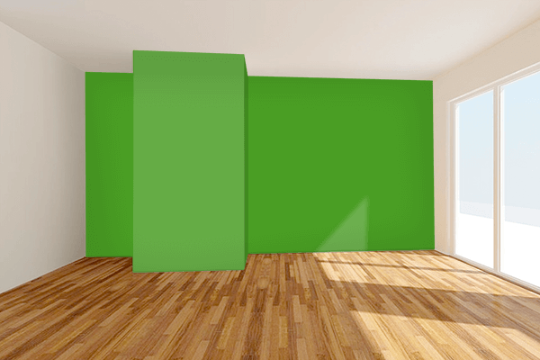 Pretty Photo frame on Elegant Green color Living room wal color