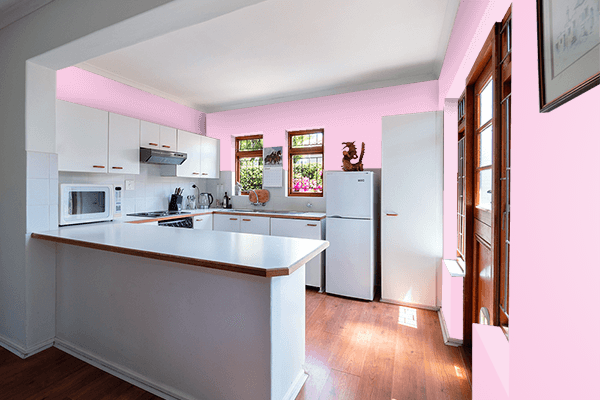 Pretty Photo frame on Sweetest Pink color kitchen interior wall color