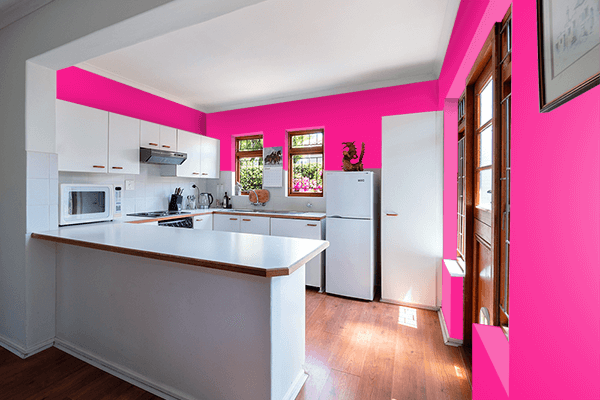Pretty Photo frame on Philippine Pink color kitchen interior wall color