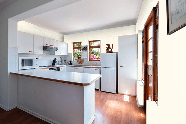 Pretty Photo frame on Fresh Cream color kitchen interior wall color