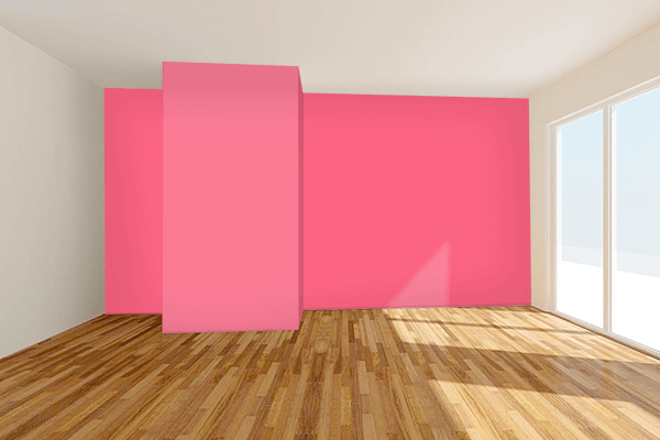 Pretty Photo frame on Brink Pink color Living room wal color