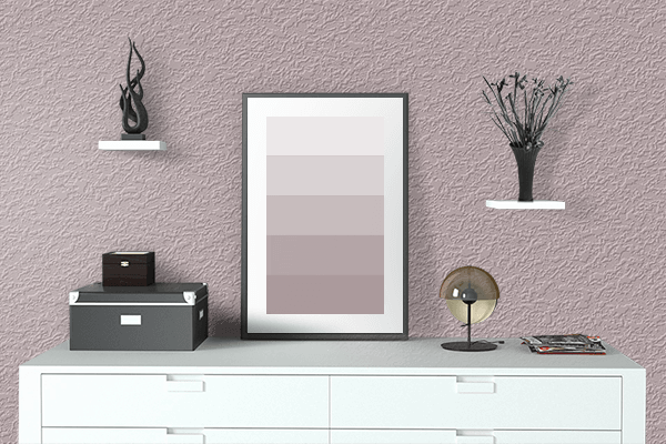 Pretty Photo frame on Burnished Lilac color drawing room interior textured wall