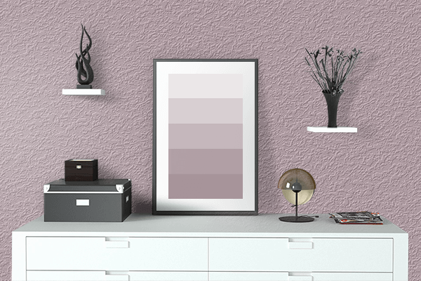Pretty Photo frame on Keepsake Lilac color drawing room interior textured wall