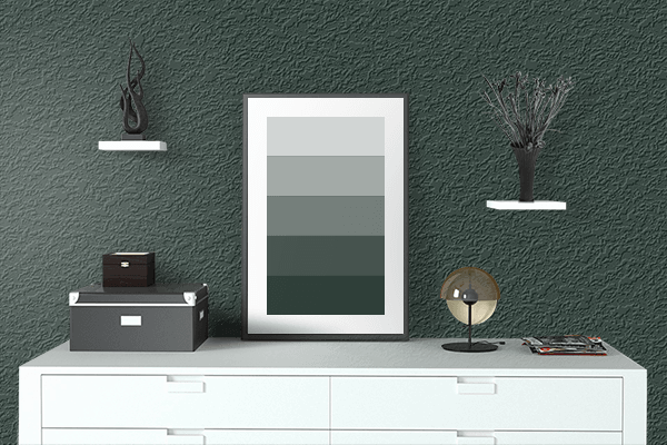 Pretty Photo frame on Deep Green (RAL Design) color drawing room interior textured wall