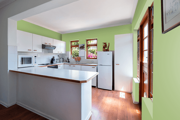 Pretty Photo frame on Iris Green color kitchen interior wall color