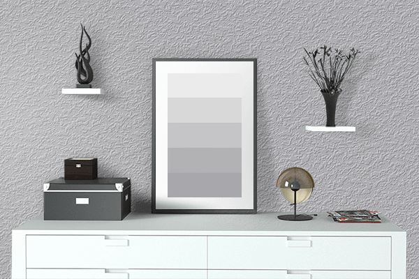 Pretty Photo frame on Silverfish color drawing room interior textured wall