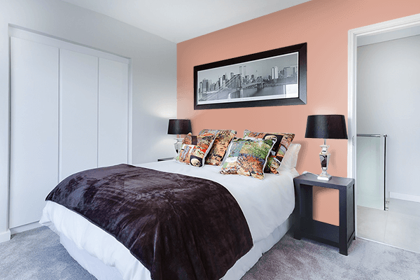 Pretty Photo frame on Neutral Salmon color Bedroom interior wall color