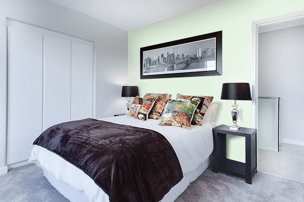 Pretty Photo frame on Greenish color Bedroom interior wall color