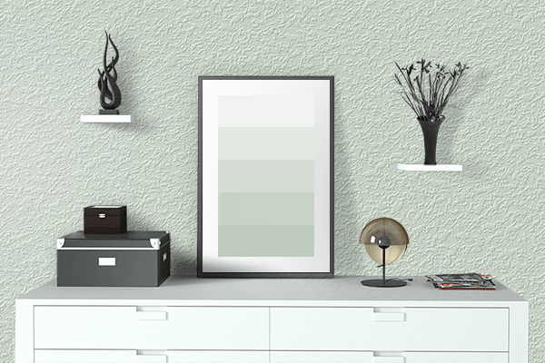 Pretty Photo frame on Greenish color drawing room interior textured wall