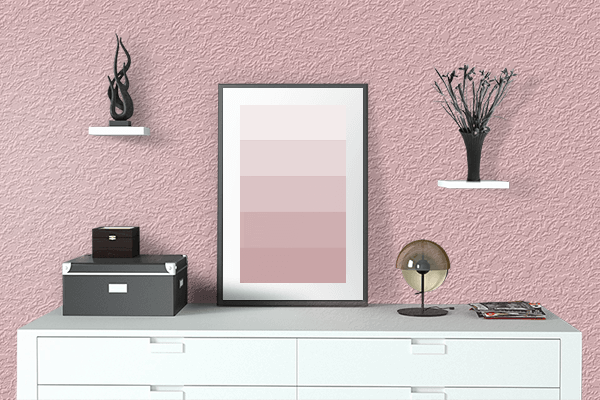 Pretty Photo frame on Boho Pink color drawing room interior textured wall