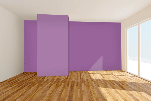 Pretty Photo frame on Dusky Purple color Living room wal color