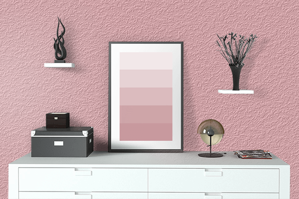 Pretty Photo frame on Pinkest color drawing room interior textured wall