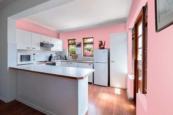 Pretty Photo frame on Pinkest color kitchen interior wall color