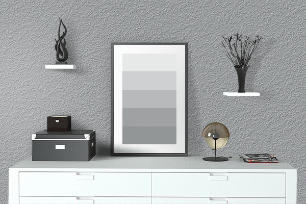 Pretty Photo frame on Midnight Silver color drawing room interior textured wall
