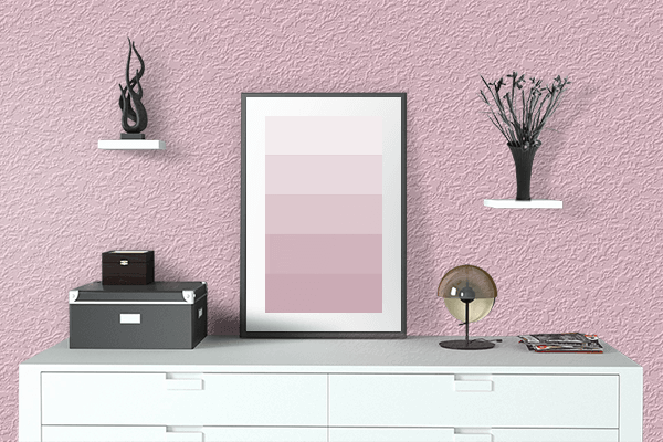 Pretty Photo frame on Miami Pink color drawing room interior textured wall