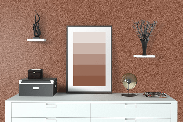 Pretty Photo frame on Swiss Chocolate color drawing room interior textured wall