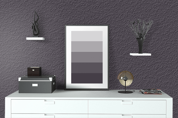 Pretty Photo frame on Neutral Purple color drawing room interior textured wall