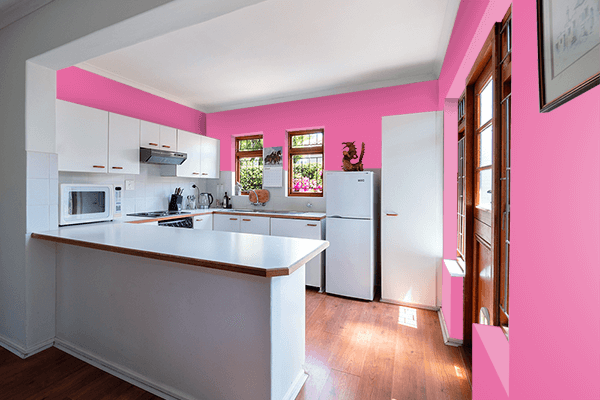 Pretty Photo frame on Chinese Pink color kitchen interior wall color