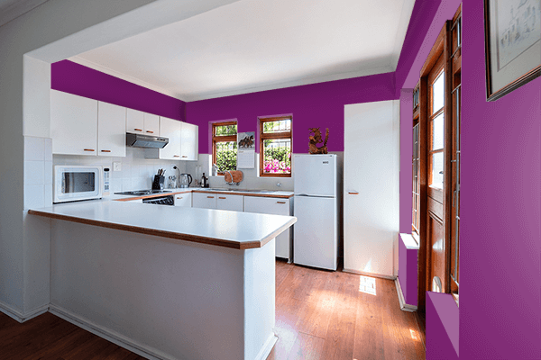 Pretty Photo frame on Lady Purple color kitchen interior wall color
