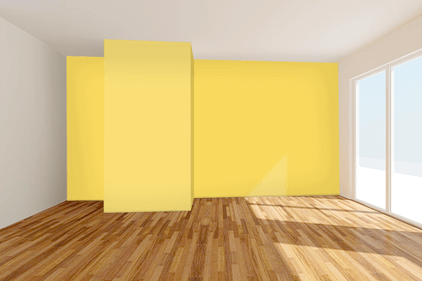 Pretty Photo frame on Royal Yellow color Living room wal color