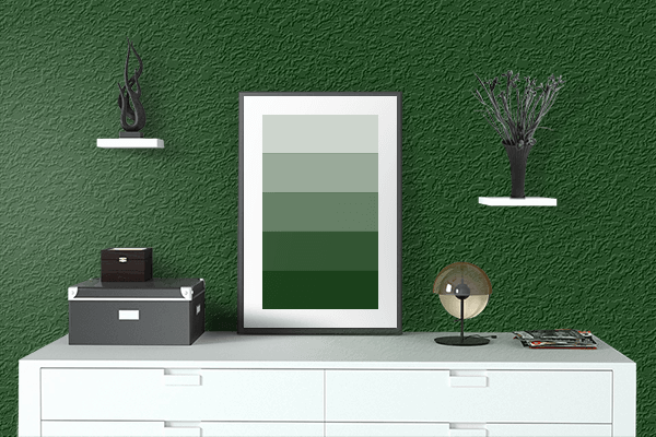 Pretty Photo frame on Dark Green (Traditional) color drawing room interior textured wall