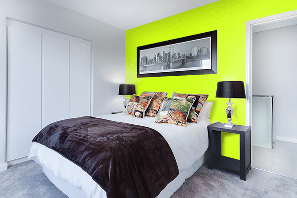 Pretty Photo frame on Arctic Lime color Bedroom interior wall color