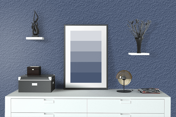 Pretty Photo frame on True Navy (Pantone) color drawing room interior textured wall