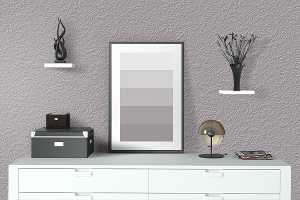 Pretty Photo frame on Sweet Gray color drawing room interior textured wall
