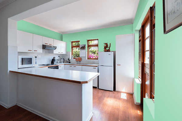 Pretty Photo frame on Silk Green color kitchen interior wall color