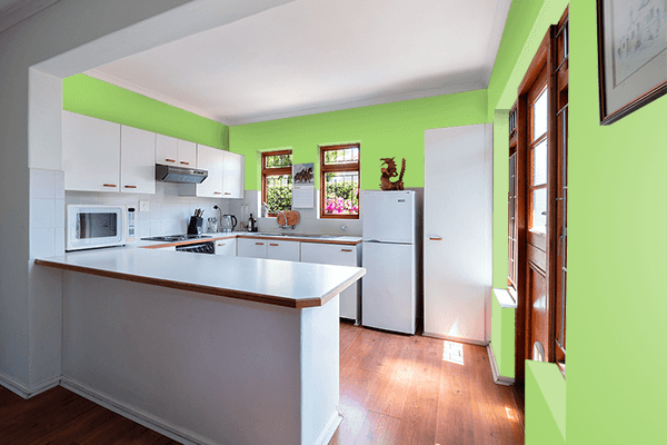 Pretty Photo frame on Sweet Green color kitchen interior wall color