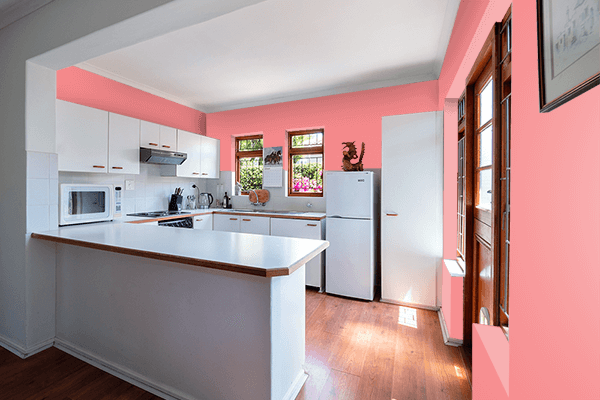 Pretty Photo frame on Pink Punch color kitchen interior wall color