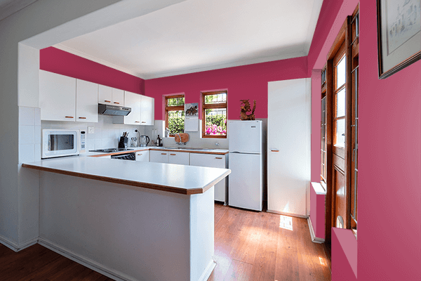 Pretty Photo frame on Fuchsia Red (RAL Design) color kitchen interior wall color