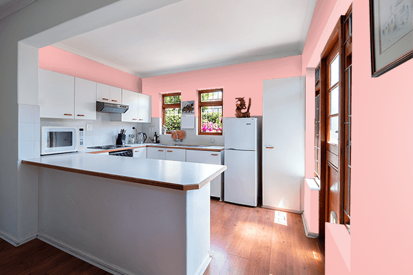 Pretty Photo frame on Sunrise Pink color kitchen interior wall color