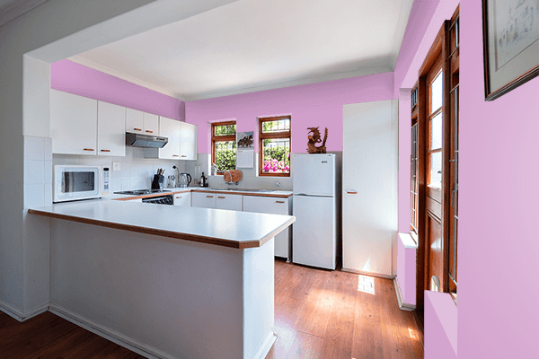Pretty Photo frame on Lilac Pink color kitchen interior wall color
