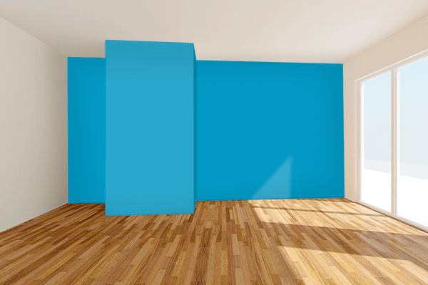 Pretty Photo frame on Morpho Blue color Living room wal color