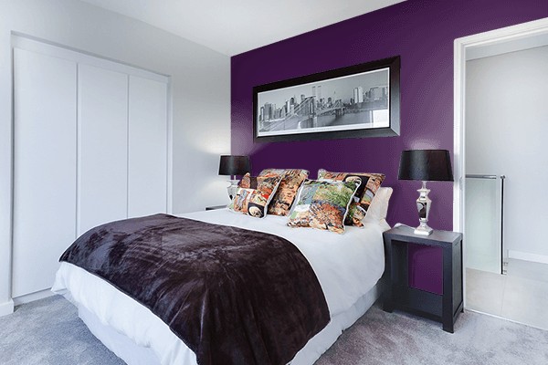 Pretty Photo frame on Dark Royal Purple color Bedroom interior wall color