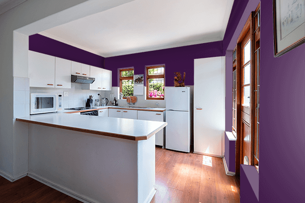 Pretty Photo frame on Dark Royal Purple color kitchen interior wall color