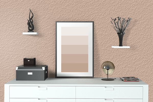 Pretty Photo frame on Buff Beige color drawing room interior textured wall