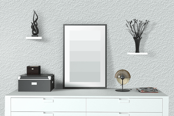 Pretty Photo frame on White Aura color drawing room interior textured wall