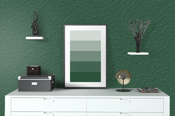 Pretty Photo frame on Classroom Green color drawing room interior textured wall