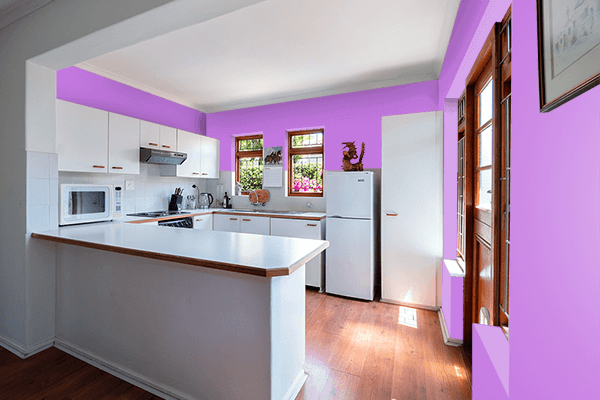 Pretty Photo frame on Bold Lavender color kitchen interior wall color