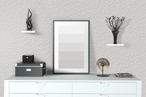 Pretty Photo frame on Mozzarella color drawing room interior textured wall