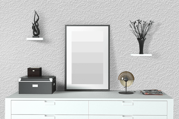 Pretty Photo frame on Off White Gray color drawing room interior textured wall