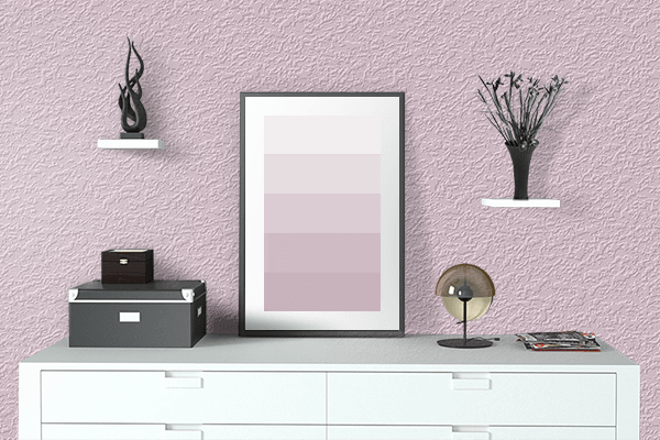 Pretty Photo frame on Cradle Pink color drawing room interior textured wall